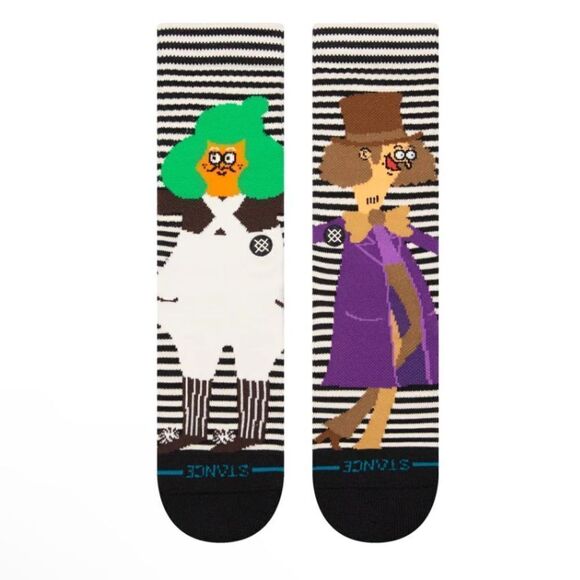 NWOT New Stance x Willy Wonka Oompa Loompa Crew Socks Medium Unisex Chocolate - Picture 2 of 3